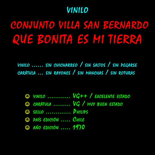 ¬¬ Vinilo Conjunto Villa San Bernardo Zp Chi (Usado)