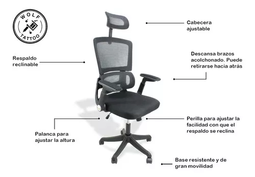 Silla Oficina. Silla para oficina reclinable giro 360. Silla Escritorio