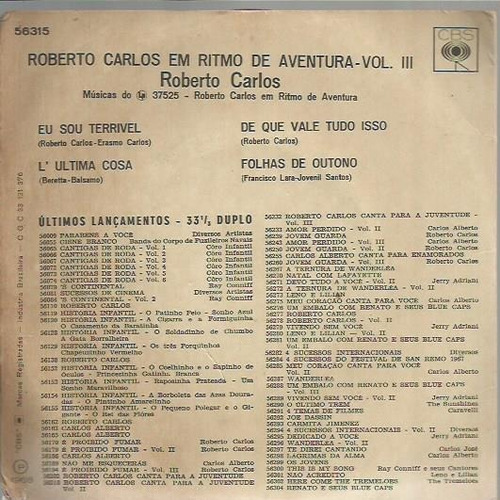 Roberto carlos roberto carlos em ritmo de aventura músicas Roberto Carlos Em Ritmo De Aventura Compacto Duplo Vol 3 Mercado Livre