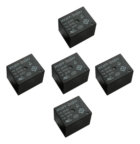 5pcs Qc-3f Hy3ff-dc24v De 5 Pines Pcb 10a 250vac Negro