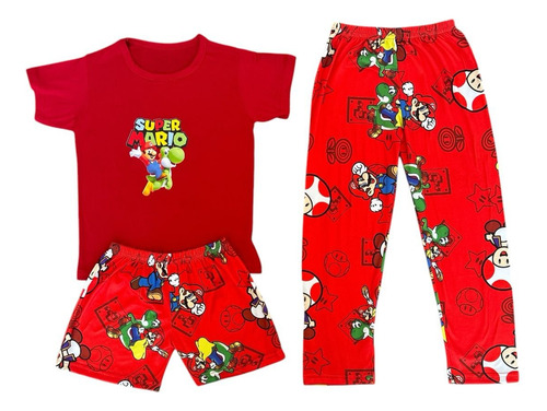 Pijama Para Niño De Mario Bros 3 Piezas