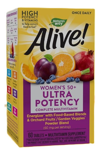 Alive Multivitaminico 50 Ultra Para Mujer Natures Way 60 Tab Sabor Sin Sabor