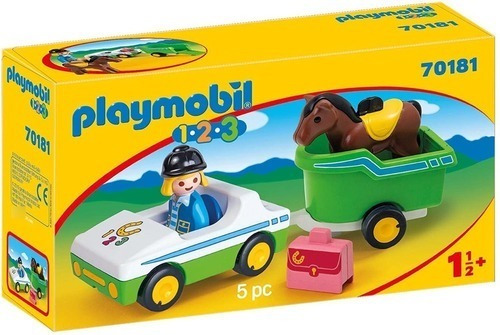 Playmobil 123 70181 Coche Zoo Con Remolque De Caballo