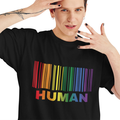 Playera Pride Lgbtq+ Código Barras Human Good Vibes