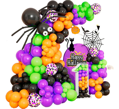 Kit Globos Halloween Araña Morado Verde