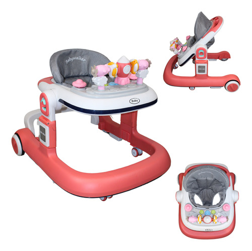 Andadera Caminadora Ibaby Nave Espacial 2en 1 Luces Y Sonido Rosa