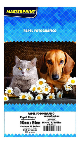 Papel Fotográfico 10x15 A6 260g Microporoso Glossy 20 Folhas Cor Branco Brilhante