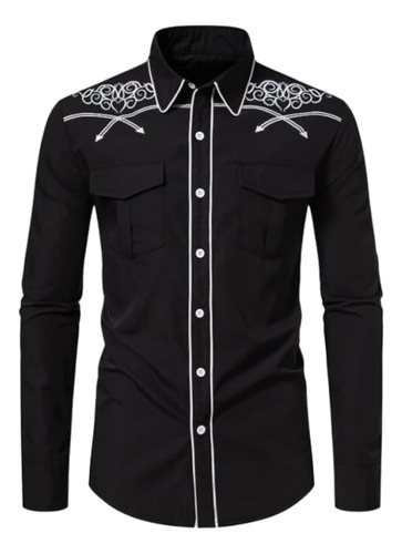 Camisas Bordadas De Manga Larga Western Cowboy Para Hombre