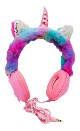 Auriculares Unicornio Cableado Afelpado Arcoiris Todobarato