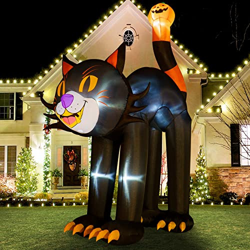 Jeteho 10.5 Ft Halloween Inflables Enorme Gato Signo V41yw