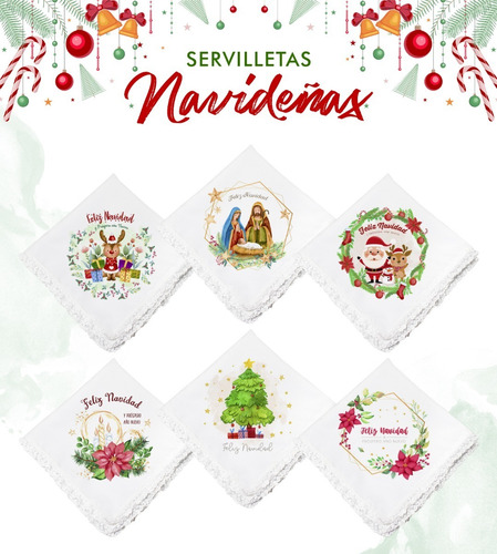 Servilleta De Nochebuena De Tela 50 Pz