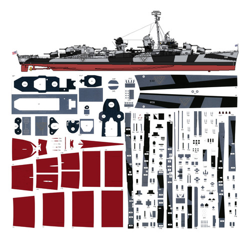 Uss Heermann (dd-532)  1:200 Papercraft (envio X Mail)