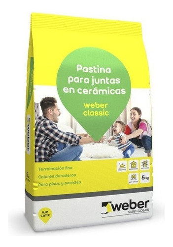 Pastina Weber Classic 5 Kg Antihongo Impermeable Acabad Fino Color Plomo