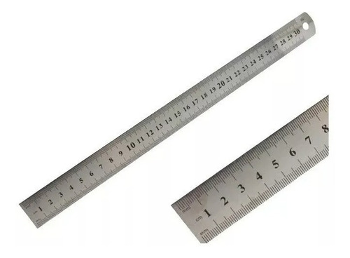 Regla Metálica Pack X10 30cm Pulgada Y Centímetro