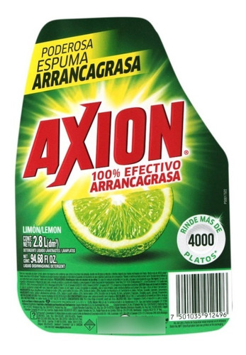 Detergente Lavatrastes Axion Limón Líquido 2800ml En Botella
