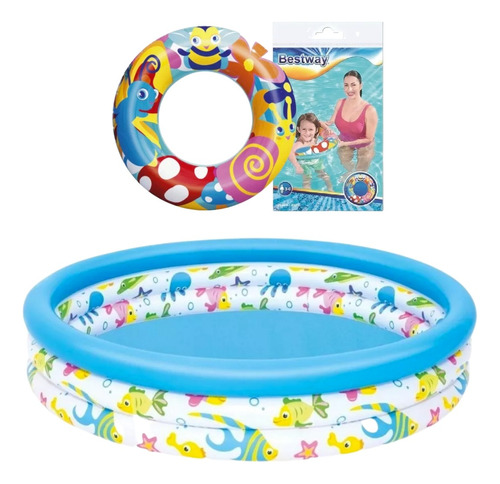 Pileta Inflable Con Salvavidas De Agua Redondo Bebe Niños