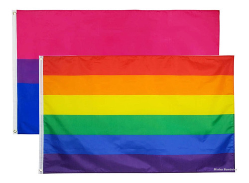 Bandeira Bissexual + Lgbt Grandes Com Cores Fortes - Lindas