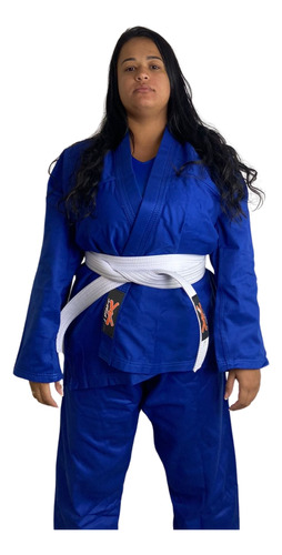 Kimono Feminino Jiu-jitsu Judô Adulto Reforçado Azul 1 Fit