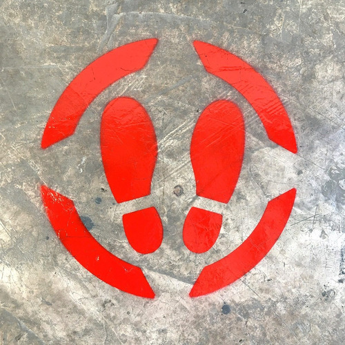 Imagen 1 de 3 de Señalamiento Sana Distancia Plantilla Stencil Para Piso