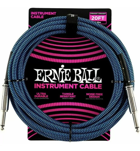 Cable De Audio Ernie Ball 6087 Recto/angulado De 6.10 Mts