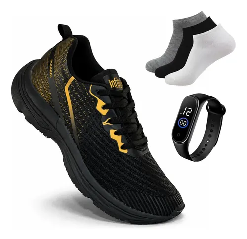 Kit Tenis Esportivo Academia Corrida Infily + Relogio Meia