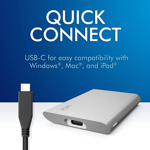 Ssd Externo Portátil Lacie 1tb Usb-c Moon Silver Stks1000400
