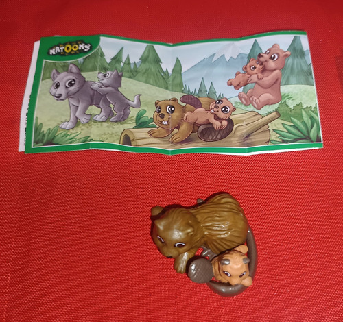 Kinder Sorpresa Natoons Set 3 Figuras Originales Castor Lobo (Usado)