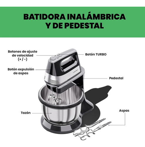 Chefman Batidora Manual Y De Pie De 5 Velocidades Negra