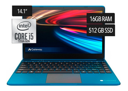 Laptop Gateway GWTN141-10bl Ultraslim 14 Core I5 1135g7 11º Ssd de 512 GB 16 GB Ram W10 Azul