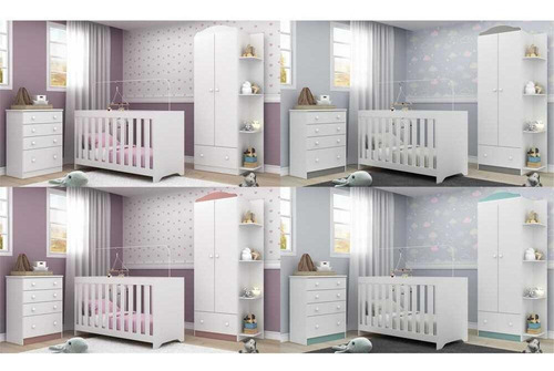 Imagem 7 de 8 de Quarto Infantil C/ Berço 3x1 Colchão Multimóveis Fg3034 Bco