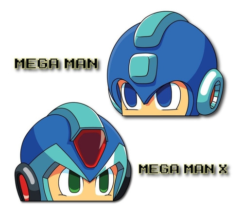 2 Stickers Vinilo Adhesivo Full Color Videojuego Mega Man