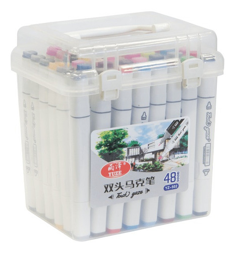 Marcadores Doble Punta Set 48 Plumones P/ Colorear + Maleta