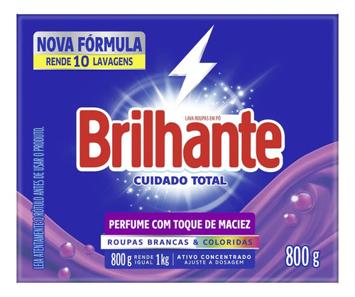 Sabão em pó Brilhante 800G cuidado total antibacterial caixa 800 g