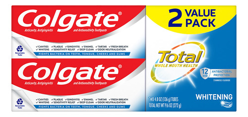 Gel Clareador Colgate Total, Embalagem Com 2 Unidades, 9,170