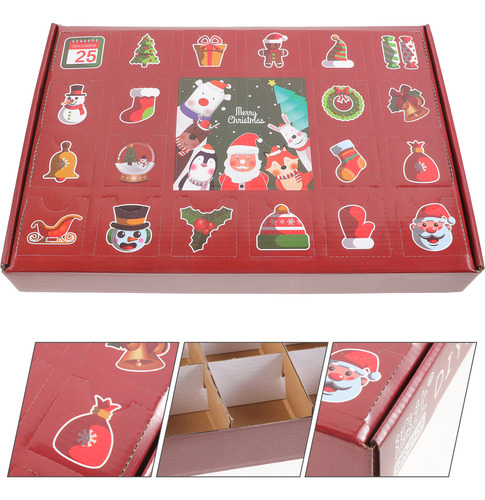 Caja Para Sorteos Con Compartimento Navideño, Caja Para Rifa