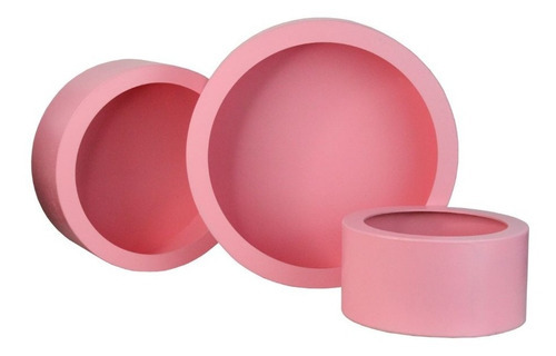 Nichos Redondo Mdf Para Quarto De Bebê E Decoração Kit Com 3 Cor Rosa Bebê