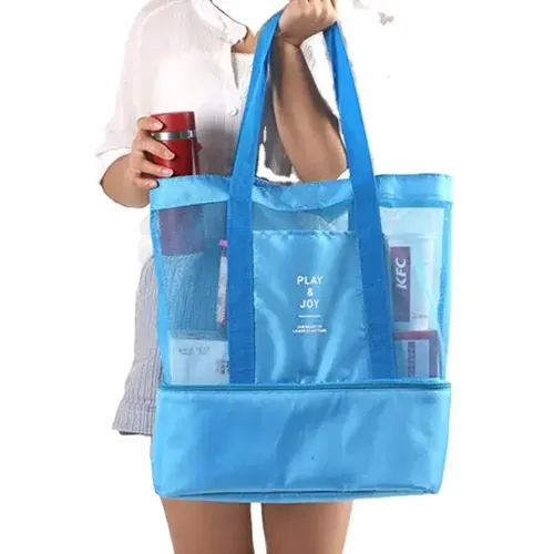 Bolso De Playa De Malla Verde XXL - Gran Capacidad, Ideal Para Familia, Playa, Piscina O Viajes