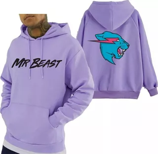 Polera Mr Beast Youtuber Hoodie Unisex Polera Capucha Lila