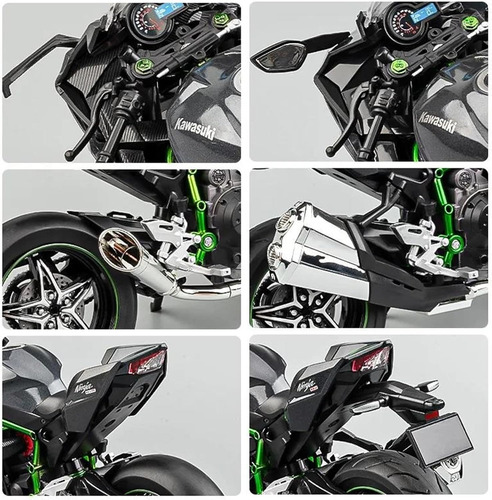 Motocicleta 1:9 Kawasaki Ninja H2 R Con Luz Y Sonido 23 Cm Color Negra