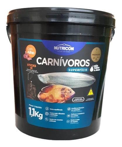 Ração Carnivoros Superfície M * Nutricon Peixes 1,1kg