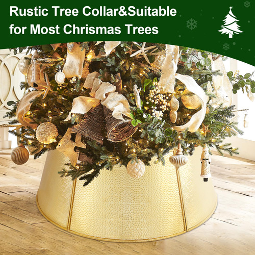 Collar De Metal Dorado Para Árbol De Navidad Rústico Ajustab
