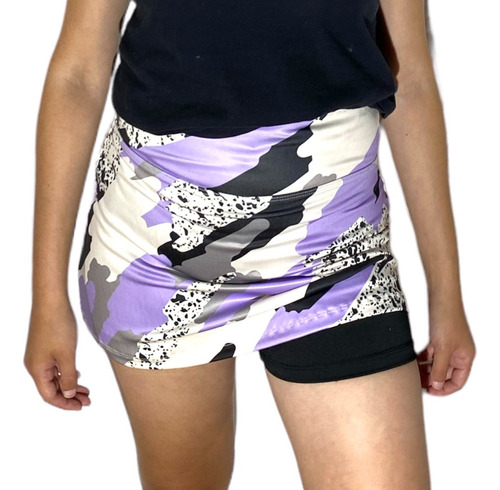 Calza Short Pollera Lycra Mujer Deportiva Sublimada