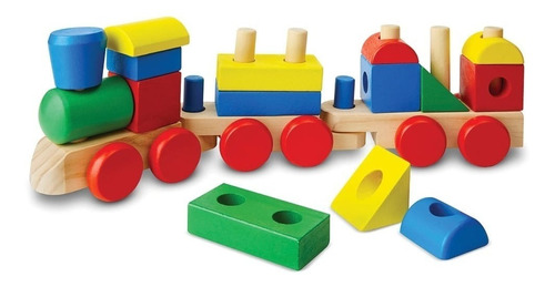 Tren De Madera Juguete Didáctico Arrastre-bloques Para Niños