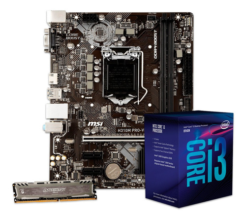 Combo Actualización Intel Core I3 8100 + H310m Mother + 8gb 