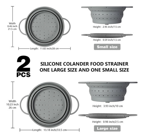 Colador Plegable De Silicona, 2 Coladores Y Coladores De Ali
