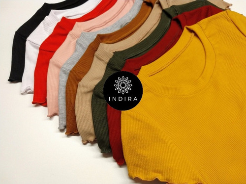 Imagen 3 de 6 de Crop Top Puperas Remera Mujer Manga Corta Liso Basico Morley