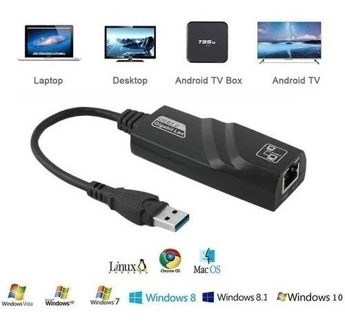 Imagem 2 de 3 de Adaptador Gigabit Lan Rede Usb 3.0 Ethernet 10/100/1000 Note