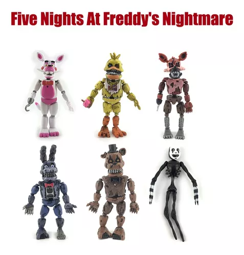 Kit 6 Bonecos Animatronics Five Nights At Freddy's Nightmare no