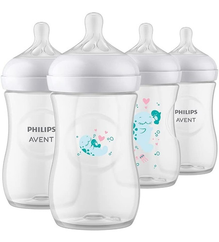 Kit Paquete De 4 Biberones Avent 9 Onzas Natural Sea Edition Nombre Del Diseño Animales Color Edición Marina