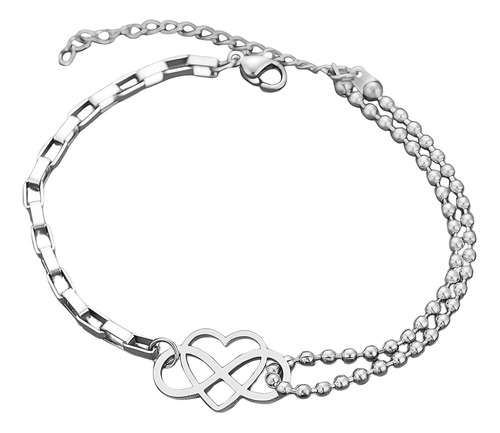 Pulsera Mujer Tobillera Pie Tobillo Corazón Infinito Acero